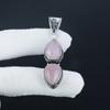 Natural Rose Quartz Gemstone Silver Pendant in 925 Sterling Silver - Handmade Pear Design, Everyday Wear Jewelry Engagement Gift