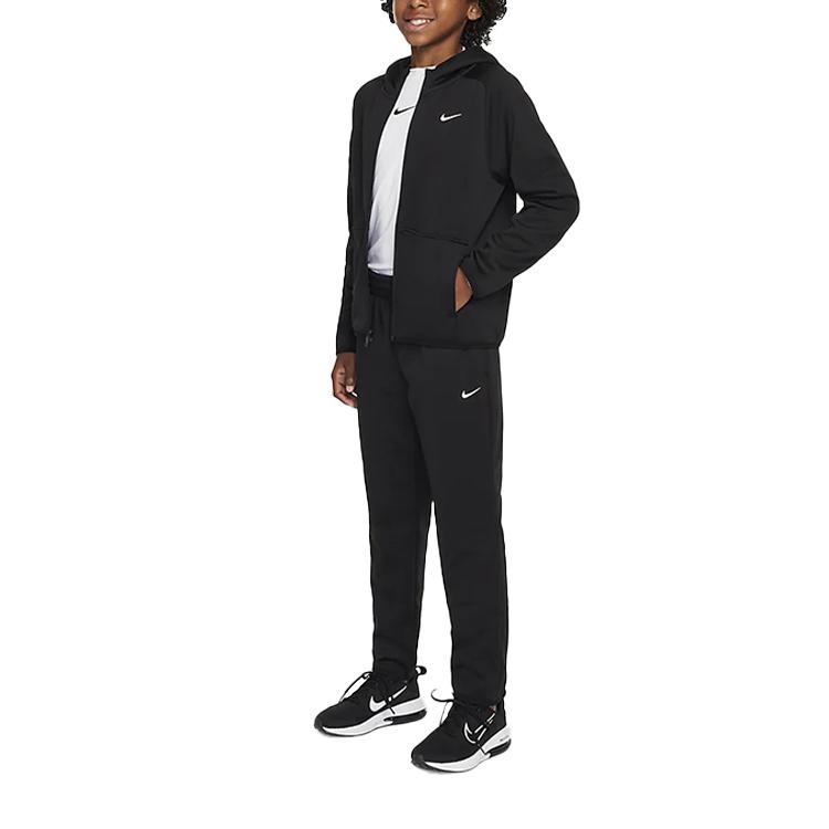 Nike Therma-Fit Logo Warm Training Hoodie Kids Hoodies Black White FZ5323-010