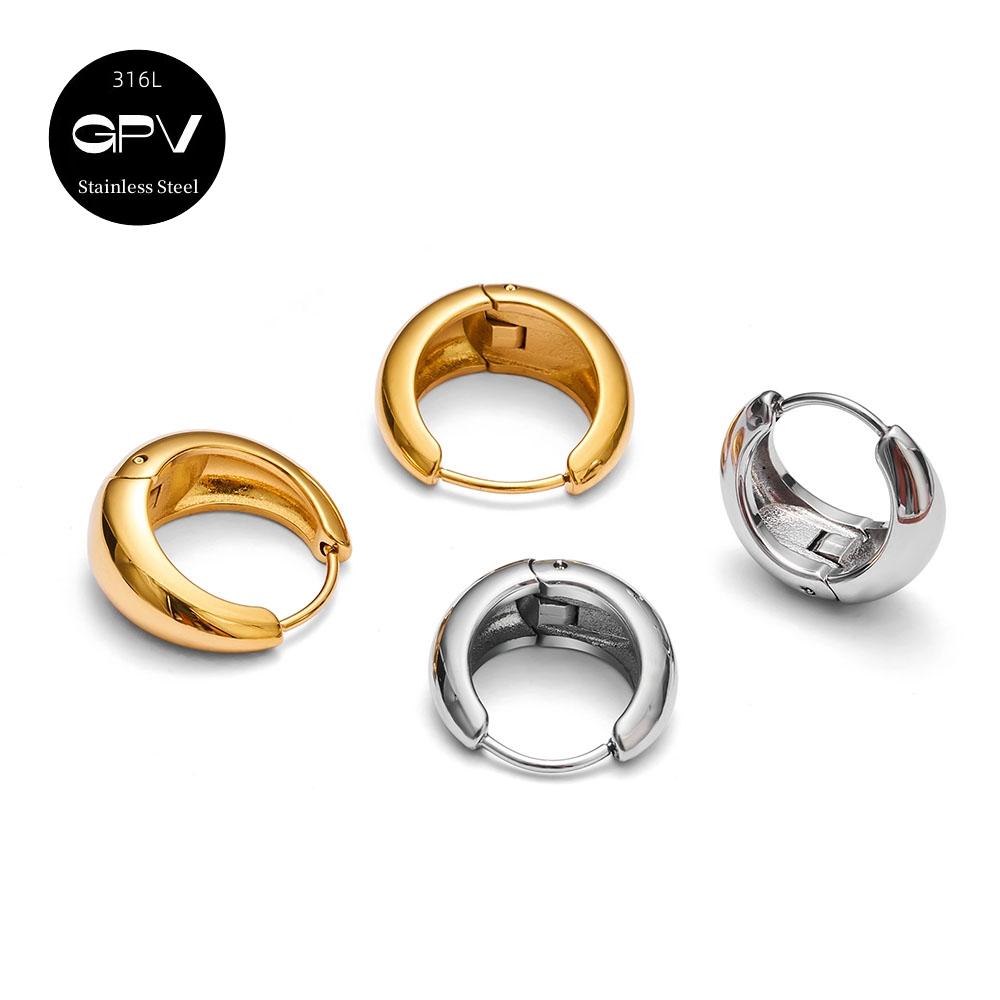 2PCS 316L Medical Stainless Steel Earrings With A Niche Design Women's Perforated Zircon Light Luxury Ear Rings