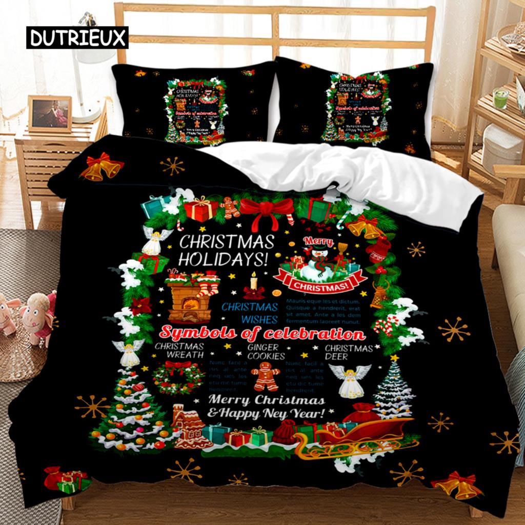 Christmas Duvet Cover Set Christmas Gift Bunny Candle Christmas Theme Bedding Set Double Queen King Size Polyester Quilt Cover