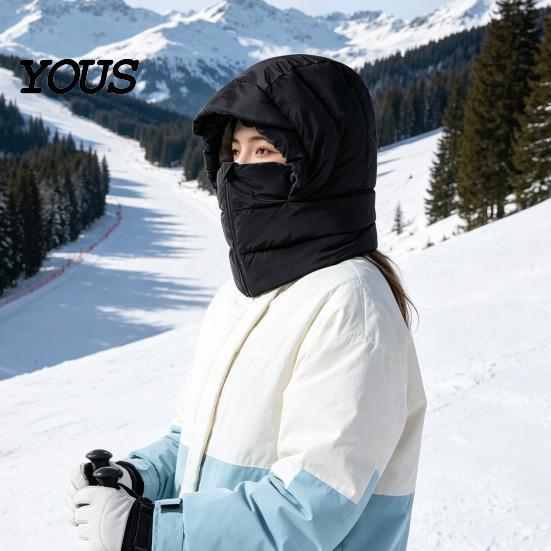 Outdoor Thermal Hat Women Winter Balaclava Hat, Wind-Resistant Zipper Face Mask for Cold Windproof Weather, Hooded Scraf Ski Cycling