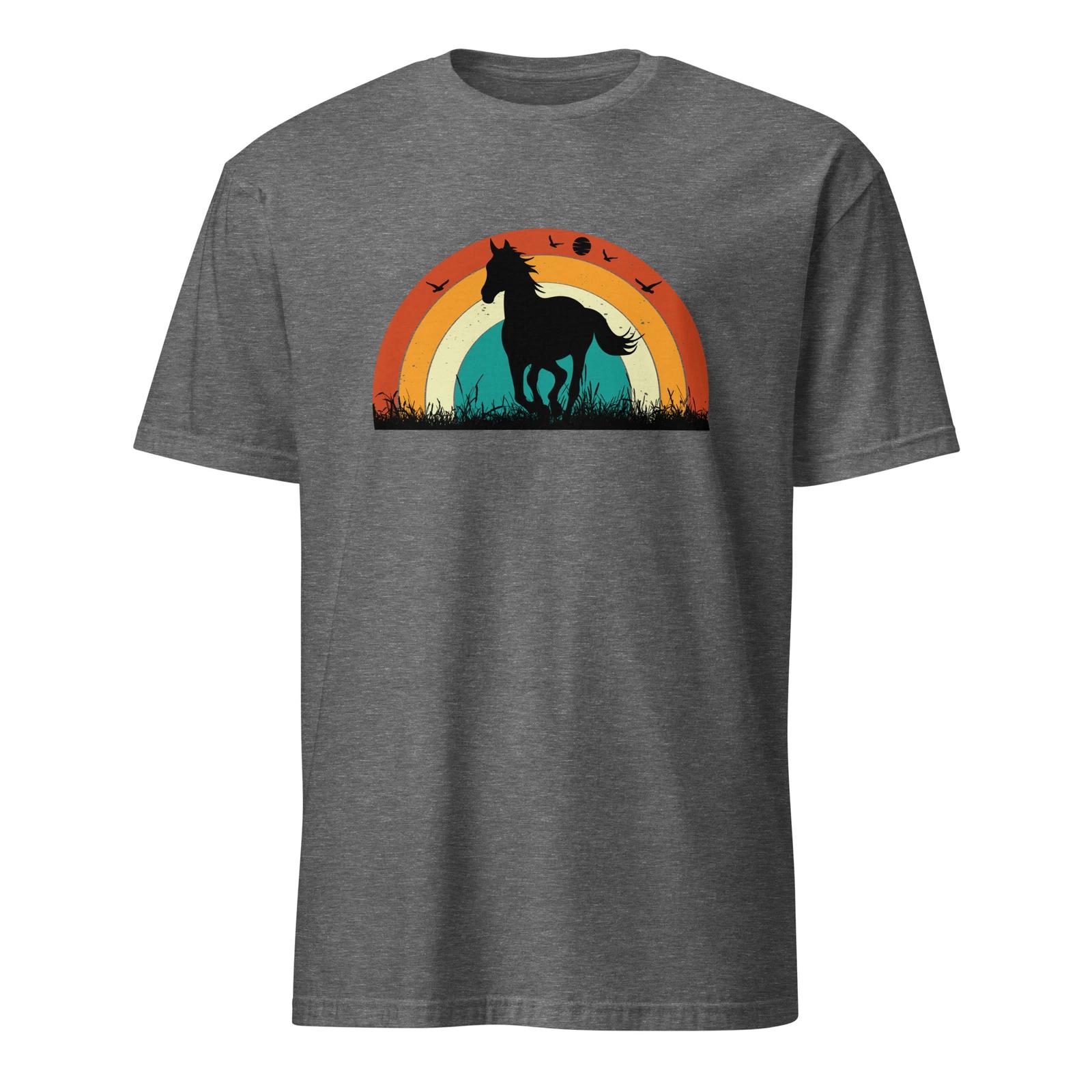 Vintage Horse Unisex T-Shirt, mustang sunset retro stallion cowboy riding ranch XS