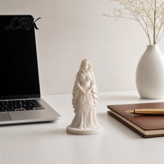 Creative Witch Figurine 3D Printed Statue, European Style Mysterious with Fine Elegant Sculpture Texture & Stable Base, Compact Desktop Ornament