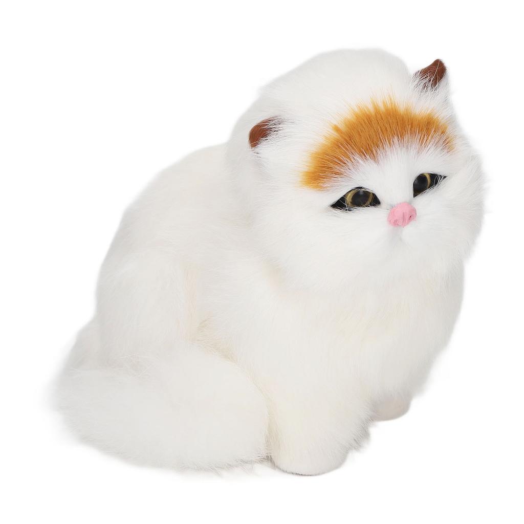 Synthetic Fur Cat Statue Home Funny Exquisite Cute Simulated Furry Cat Figurine Show Window