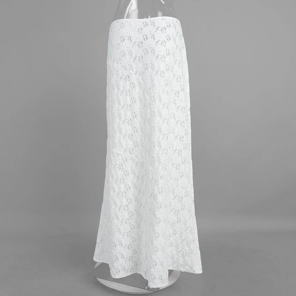 White Jacquard Low Waist And Ankle Skirt Versatile Lace Skirt