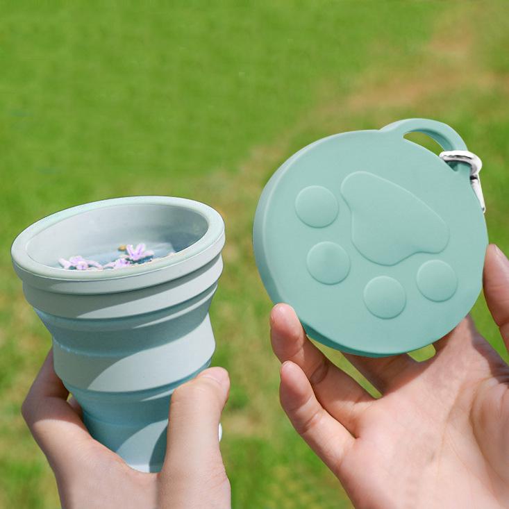 Silicone Cat Paw Portable 180ml Folding Water Cup - Travel-Friendly Retractable Design