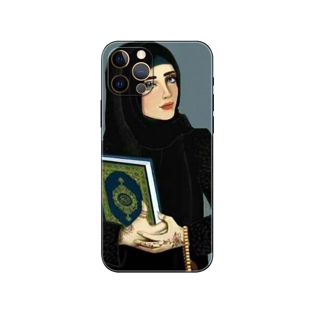 Hijab Gesicht Muslimisch Islamisch Handyhülle für iPhone 5 5s 2020se 6 6s 7 8 plus x 10 XR XS 11 12 13 mini pro MAX schwarz TPU Rückseite