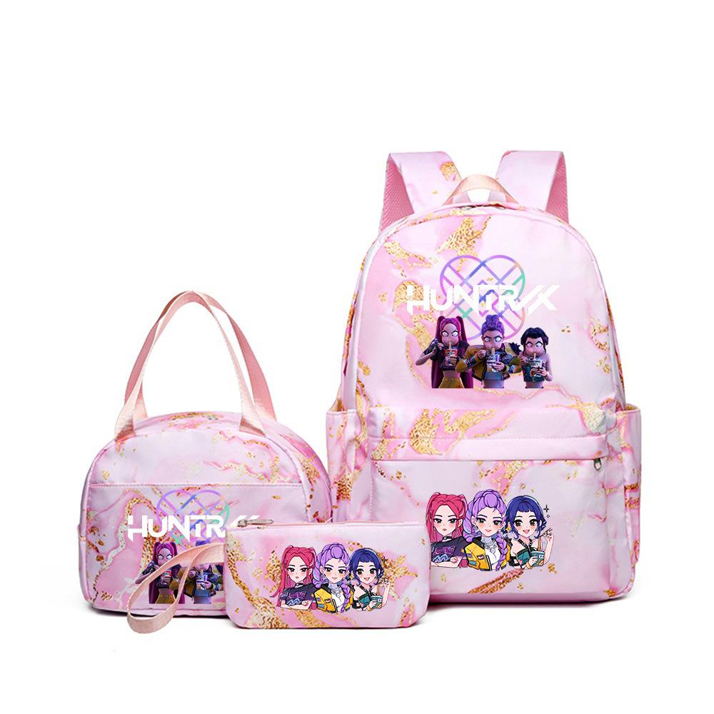 Kpop Witch Hunter Backpack Lunch Bag Pencil Case Set Student Animation Fashion School Bag Pencil Case Lunch Bag