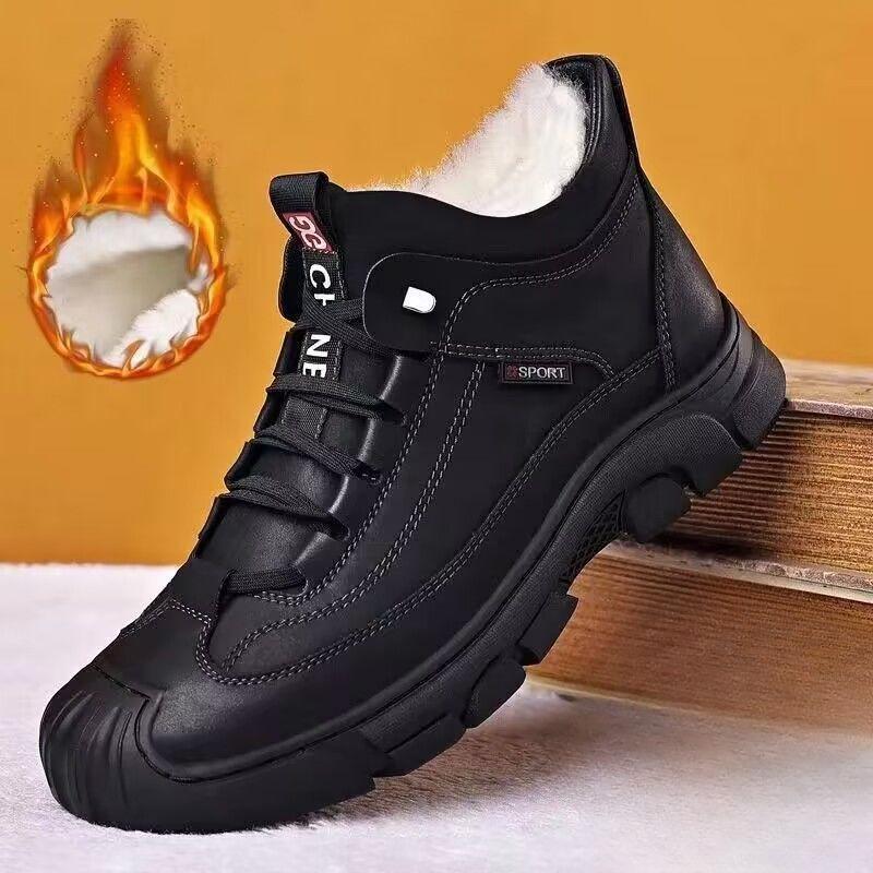 Thick Soled Men's Cotton Shoes with Thick Velvet and Warm Casual Short Boots for Men