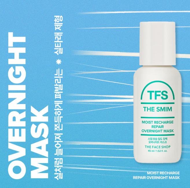 The Face Shop The Smim Moist Recharge Repair Overnight Mask 45ml, Moisturizing, Korean Cosmetics, Kbeauty
