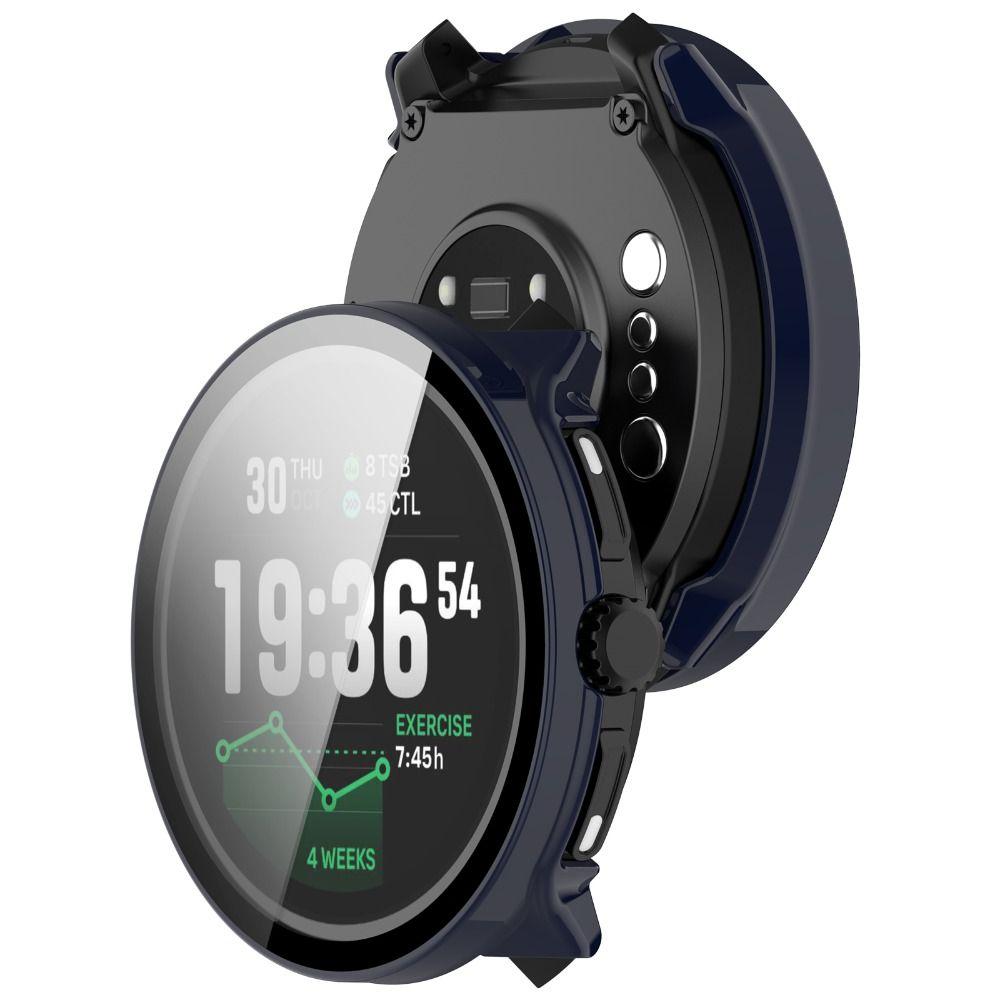 PC+Tempered Protective Case Full Coverage Hard Screen Protector Anti-Scratch Cover Shell for Suunto Race 2
