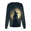 Women's Casual Long Sleeve Single Breasted Cardigan Halloween Print Medical Scrub Jacket Lightweight Button Up Top for Healthcare