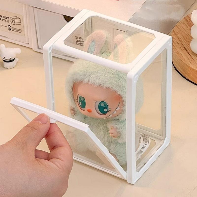 1 Stück Transparente Displaybox Blindbox Organizer Glas Aufbewahrungsboxen für Figuren Vitrine für Baumwollpuppen Ausstellschrank