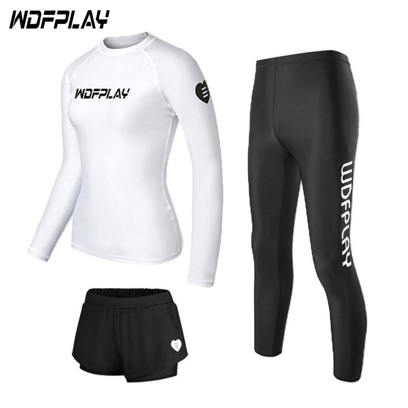 Womens UV Protection Rash Guard Set Long Sleeve Top Pants Surfing Snorkeling Diving Water Sports