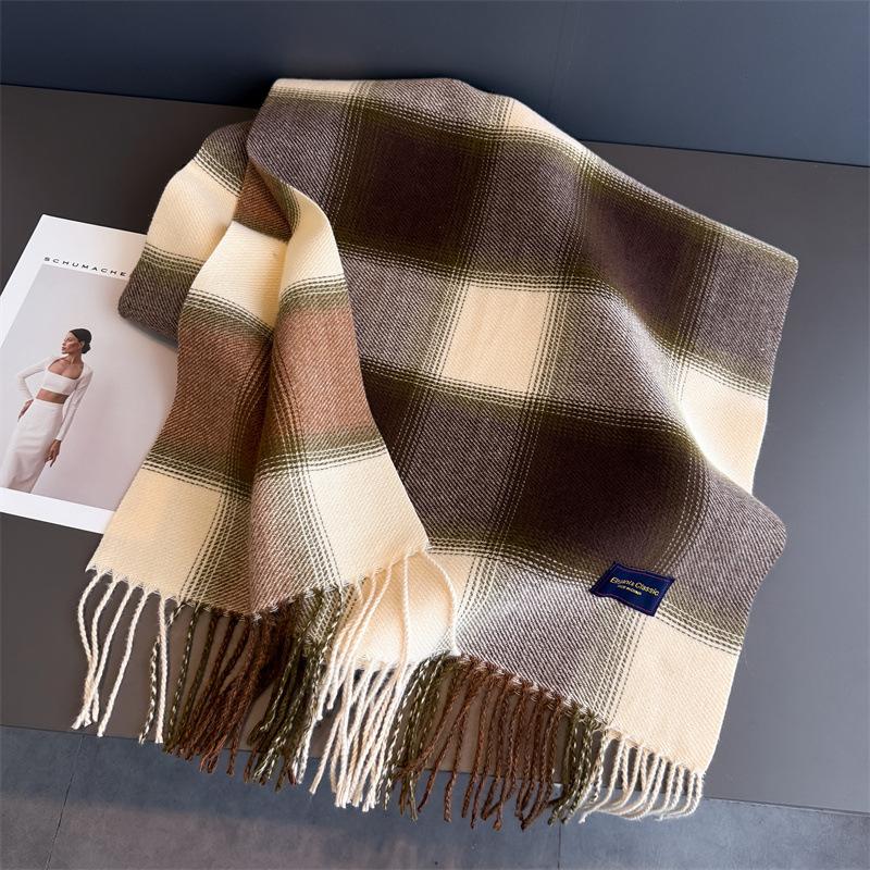 Luxury Plaid Scarf Winter Warm Cashmere Women Long Pashmina Foulard Female Scarves Lady Tassel Shawl Wraps  Design New