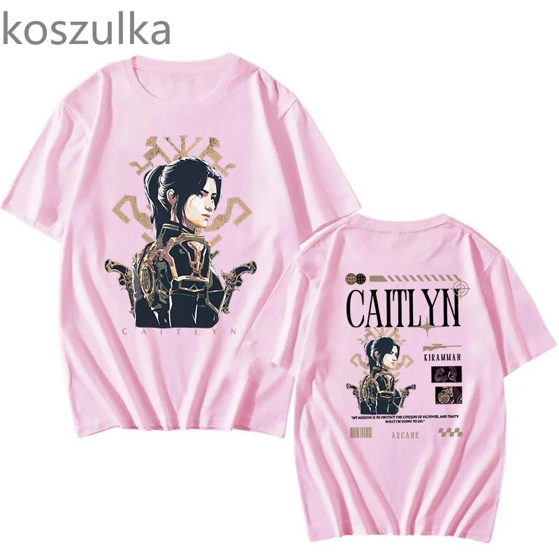 Arcane T-Shirt Caitlyn Kiram Unisex T-Shirts Rundhals Unisex Reine Baumwolle Mode Fans Kurzarmshirts Geschenk Vintage Streetwear Oberteile