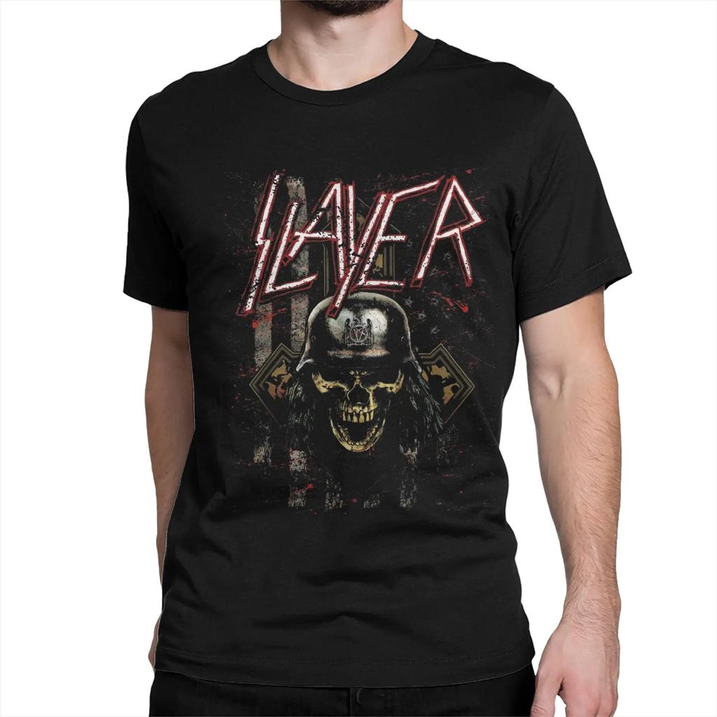 Harajuku High Quality Tops Heav Metal Slayer Print T-shirt Men Women Streetwear Oversized Vintage Cotton Loose Clothing Unisex