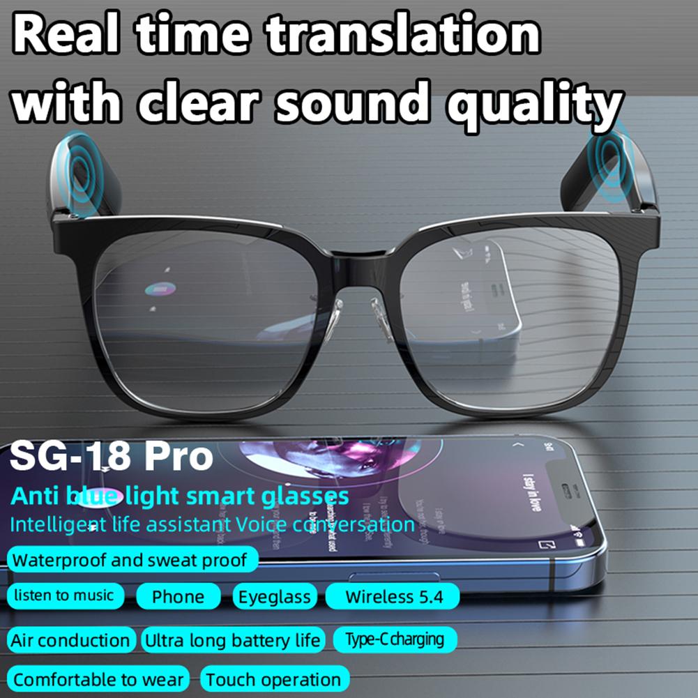 Intelligent Translator Glasses 144 Languages Portable Music Play Glasses Rechargeable Wireless Sports Sun Glasses for Men Women