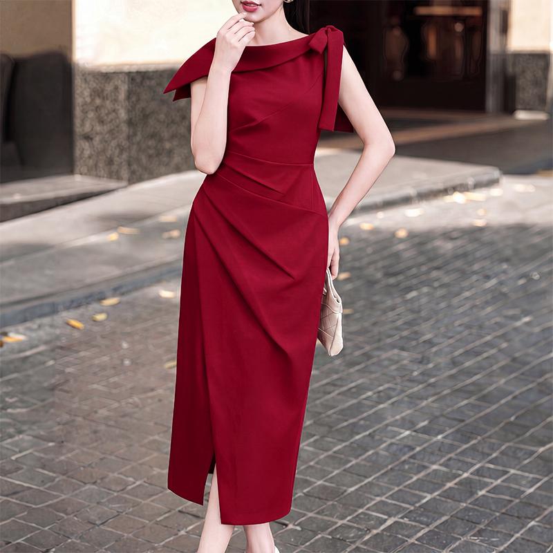 ZANZEA Women Elegant Round Neck Casual Sleeveless Sheath Dress S