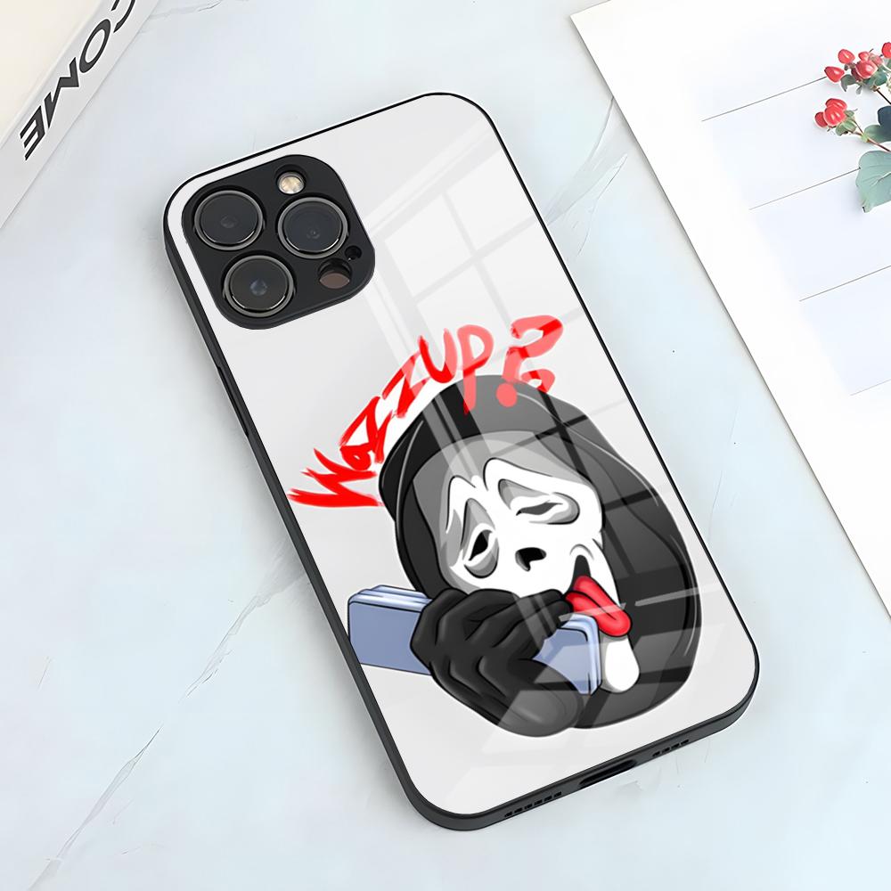 Ghost Face Scream Phone Case For IPhone 17 Pro Max 15 Pro 16 14 Plus 12 13 Mini 11 Pro Shockproof Glass Cover