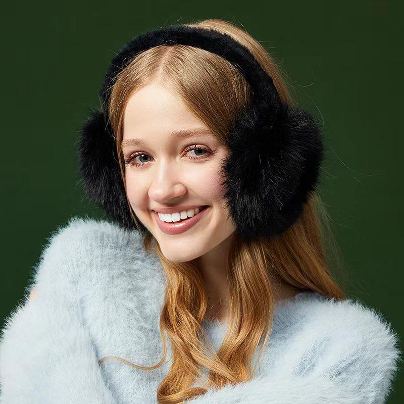 Winter Faux Fur Ear Muffs for Men and Women Cute Fluffy Earmuffs Soft Cozy Portable Fldable Outdoor Ear Warmer for Adult Ear Covers