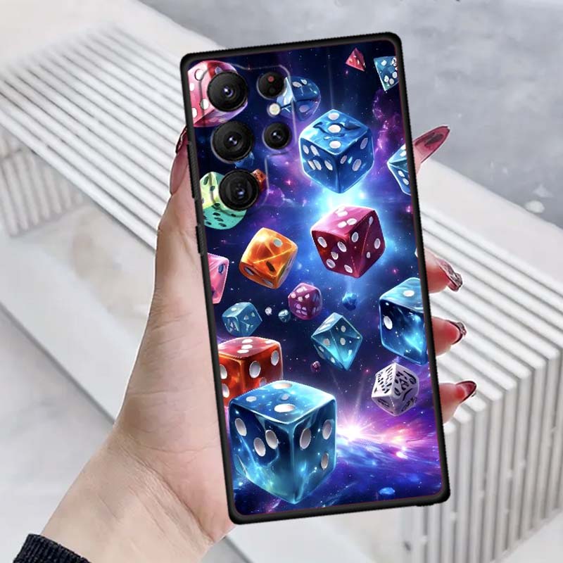 Creative poker card patterns Phone Case For Samsung Galaxy S26 S25 S24 S23 S22 S21 S20 Ultra Plus FE 5G Black Soft TPU