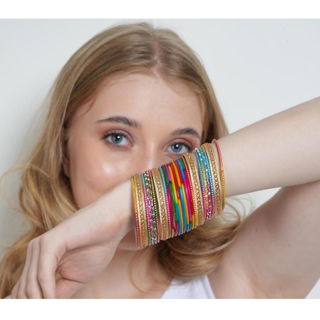 Touchstone Rainbow Bangle Indian Bollywood Colorful Bangle In Antique Gold Tones for “Gorgeous Collection”. Bracelet. Women.