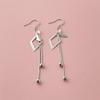 925 Sterling Silver Fashion Temperament Rhombus Fringed Earrings Birthday Party Anniversary Gift Daily Wear