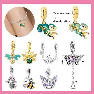 Copper Craft Dreamy Bee Firefly Glowing Purple Butterfly Charms Beads Pendant Ideal For Authentic Bracelet Woman Girl Jewelry