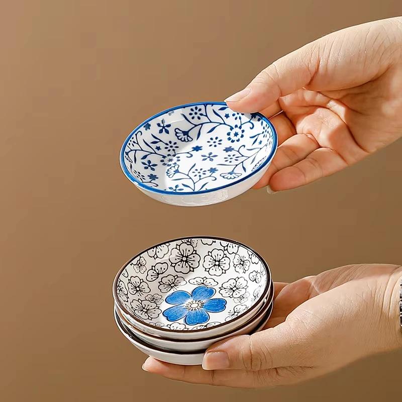 6pcs Japanese Style Mini Ceramic Plate Barbecue Dipping Sashimi Sushi Soy Sauce Dishes Home Desktop Snack Fruit Dessert Plates