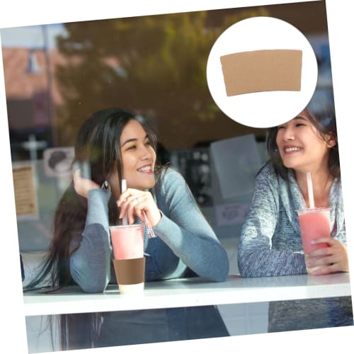 BESTOYARD 100pcs Hot Cup Sleeves Kraft Paper Coffee Sleeves Hot Cup Jacket Holder Insulated Drink Sleeves