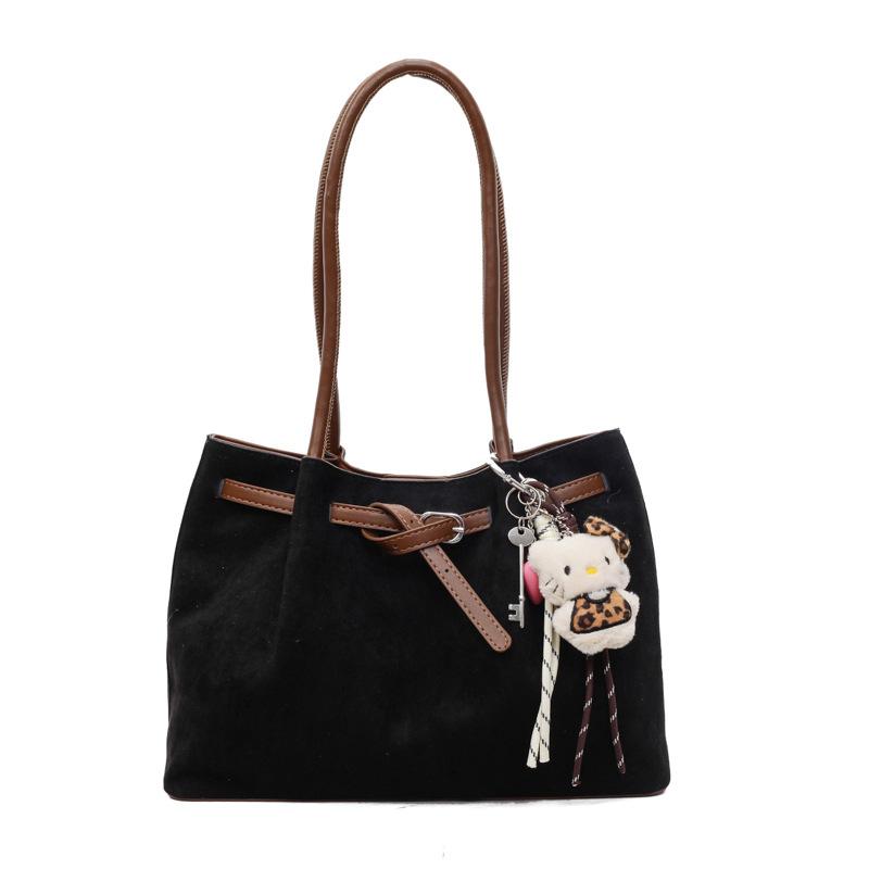 

Casual commuter bag Large capacity women s tote bag Fashion retro matte portable vegetable basket bag Without pendant чёрный