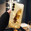 Golden Eagle Pattern Glass Phone Case Suitable for Samsung Galaxy S26 S25 S24 S23 S22 S20 FE/Ultra/Plus Anti Drop Back Cover