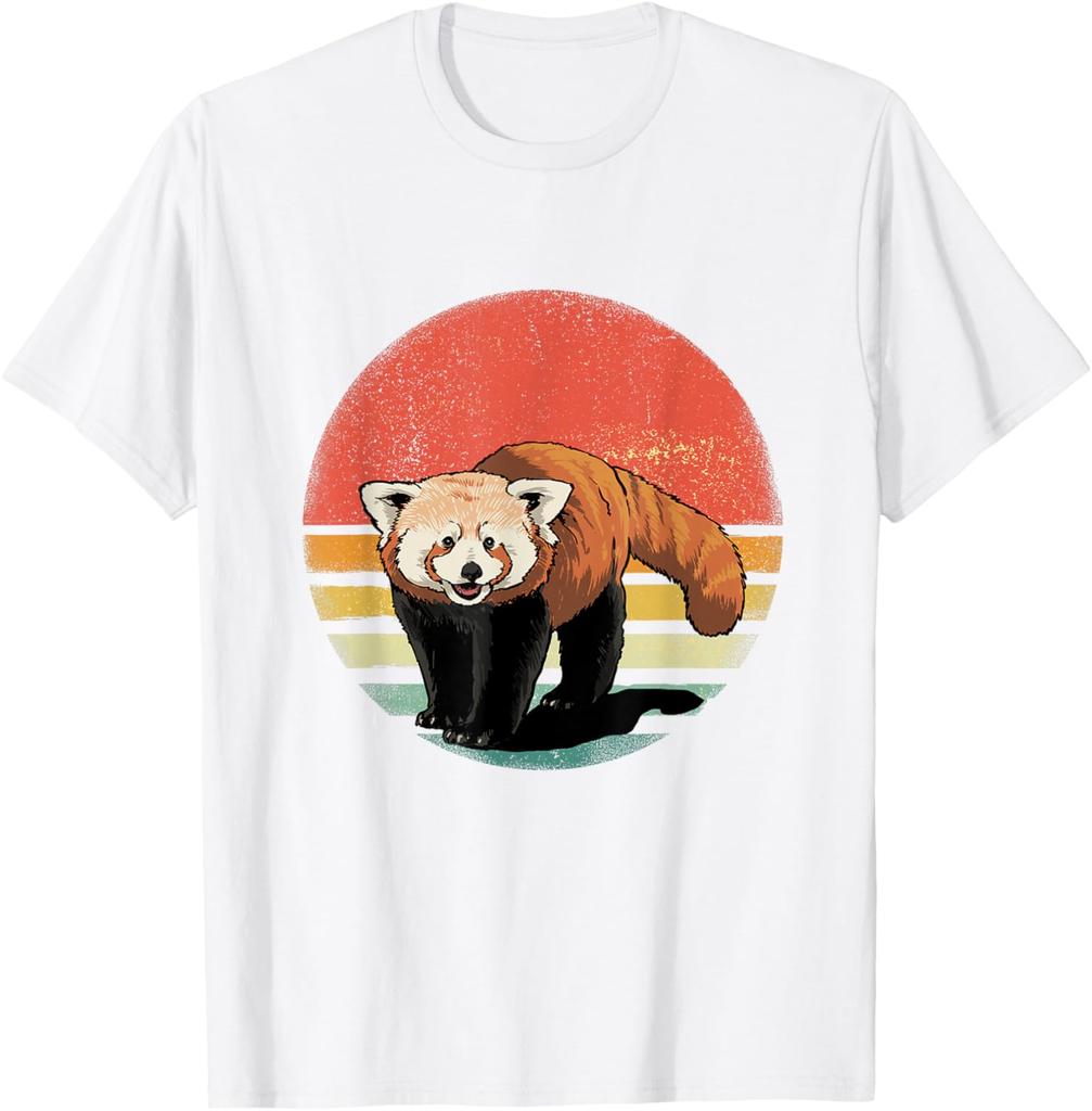 Retro Red Panda Sunset Vintage Animal Lover Graphic Tee Shirt Casual Unisex