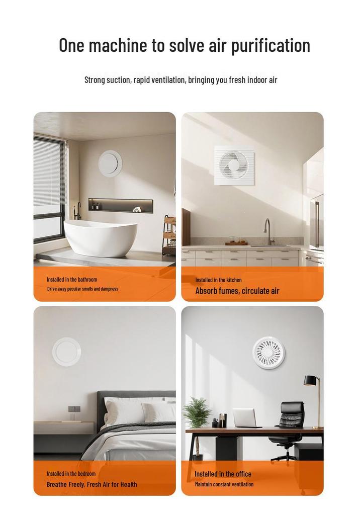 Wall-Mounted Bathroom & Kitchen Exhaust Fan - Powerful & Quiet Ventilation
