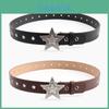 Mode Dames Leren Riem Met Sterrenpatroon En Metalen Gesp Voor Casual En Kantoor Kleding