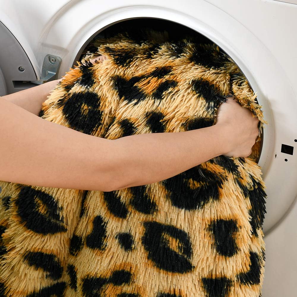 HOMORE Fluffy Leopard Blanket, Plush Cheetah Print Throw Blankets Soft Faux Fur Bed Throw for Decorative Couch Chair Sofa, Washable and Lightweight,