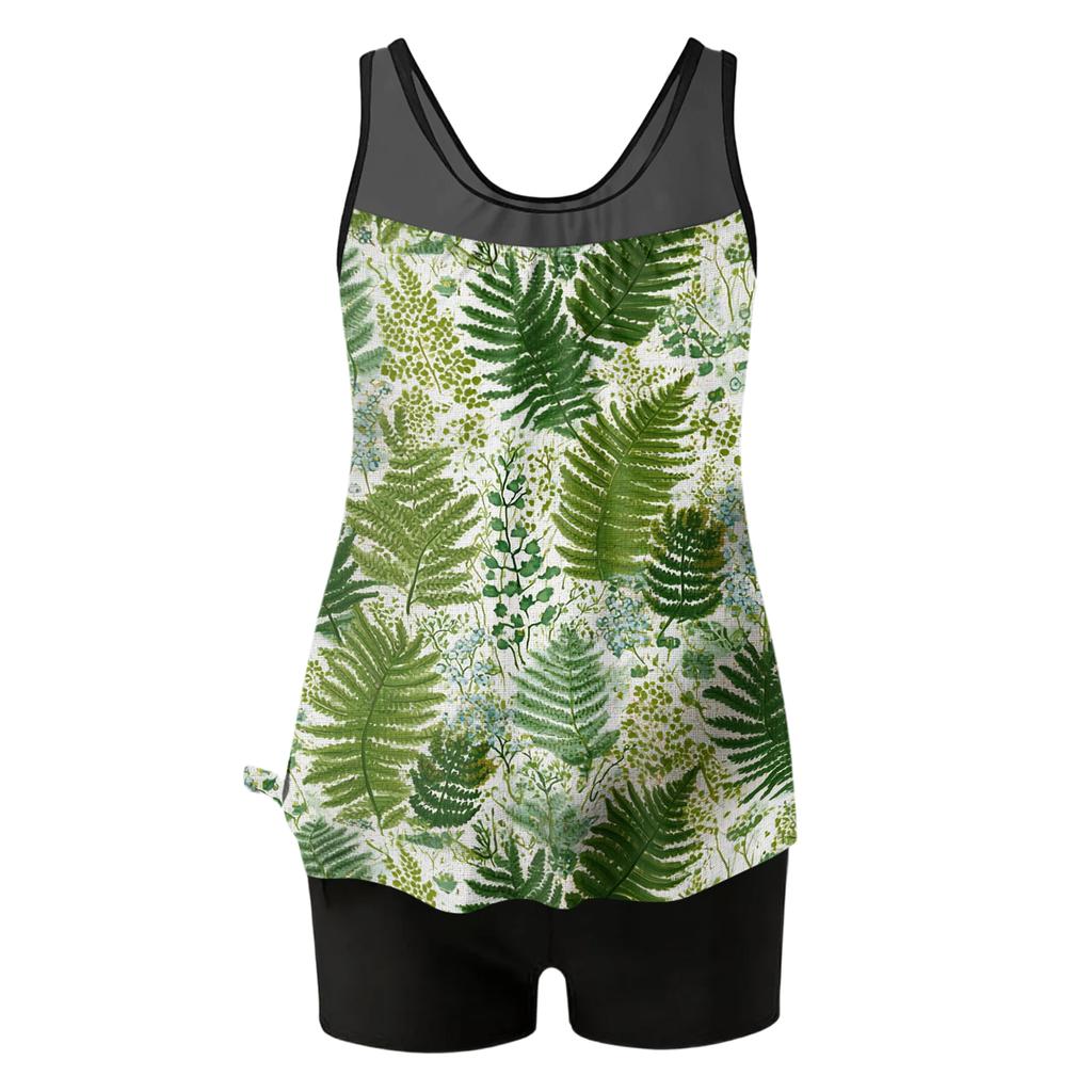 Swimsuits for Women Tankini Two Piece Modest Bathing Suit Floral Tank Top with Swim Shorts Tummy Control Swimwear