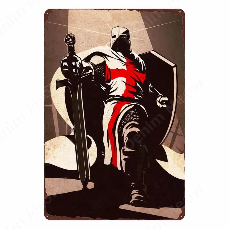The Crusaders Vintage Metal Tin Sign, Bar, Club, Cafe, Home, Bedroom, Wall Decoration, Cruciata Art Poster, Catholicism Plaqu