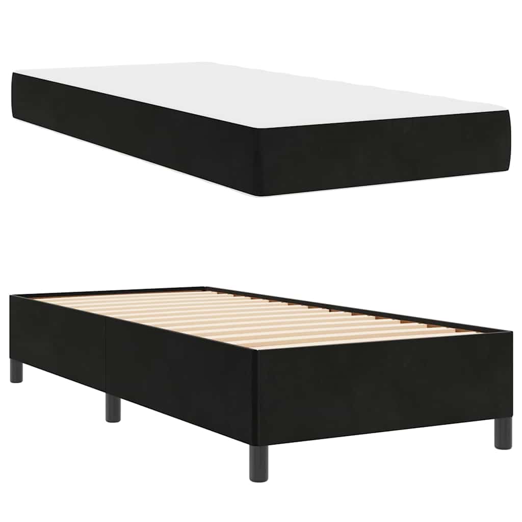 Bed Frame with Mattress Black 90 x 190 cm Fabric