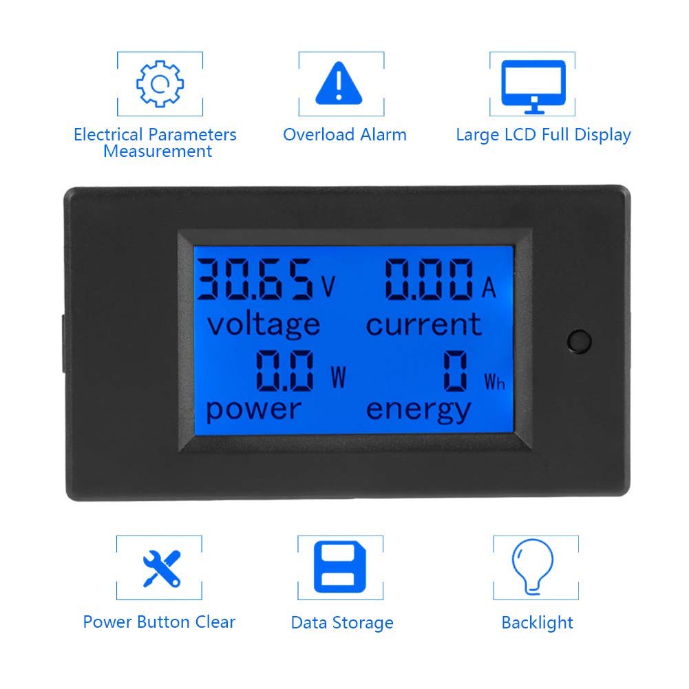 WINGONEER 100A DC Cyfrowy Wielofunkcyjny Miernik Mocy Moduł Monitora Energii z Bocznikiem 50A Woltomierz Amperomierz