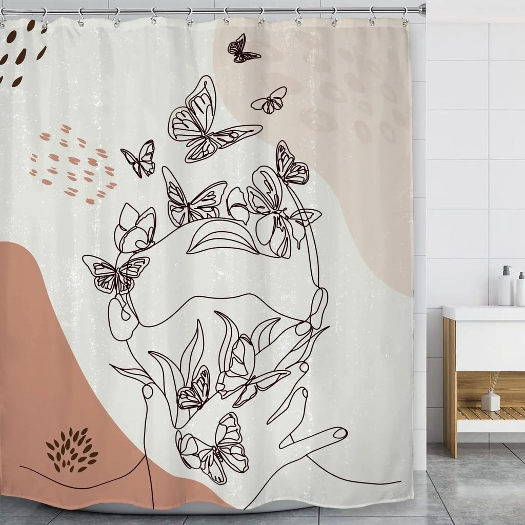 Fabric Shower Curtain,Art Decor Human Face White Waterproof Long Shower Curtain for Bathtub Bathroom Luxury Spa Decor with Hook