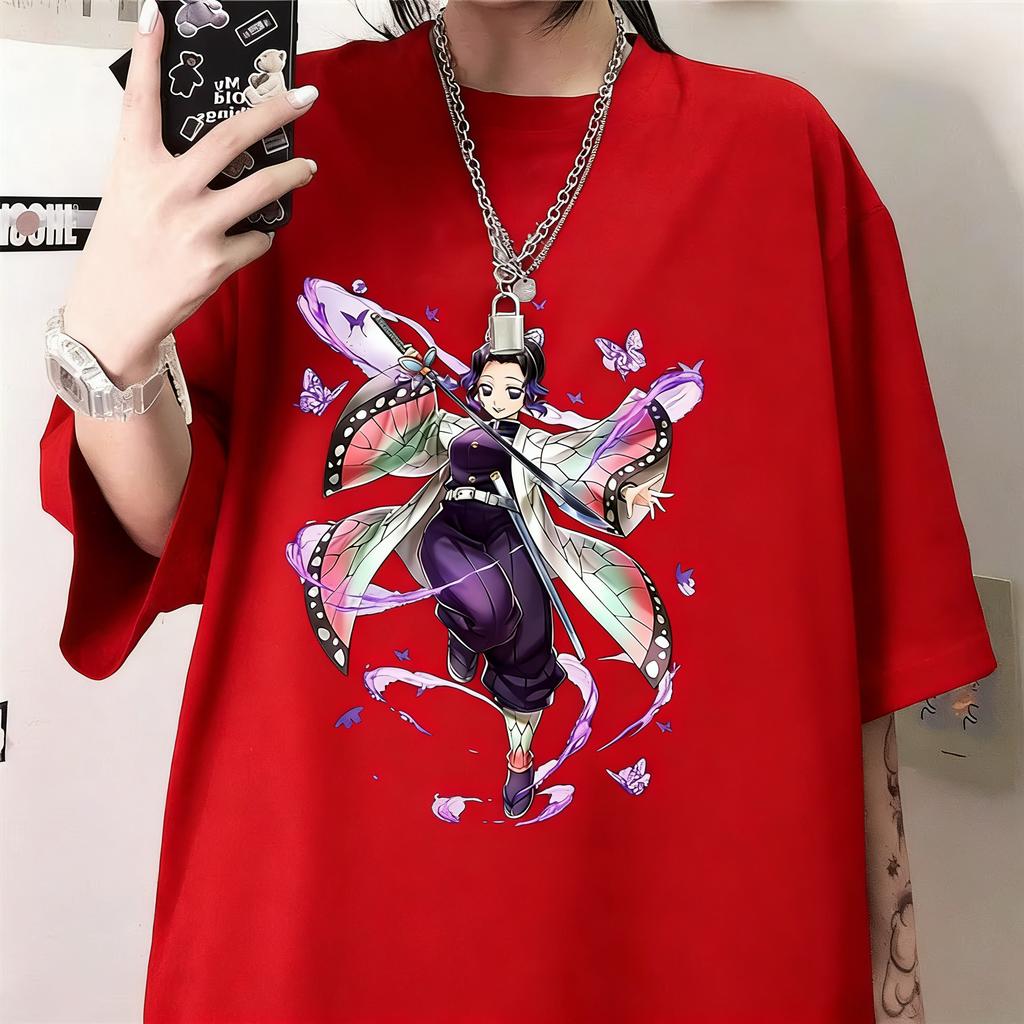 Summer Shinobu Anime Printed T-shirt Oversized Men Women Fashion Y2K Loose Casual Parent Child Top Harajuku Style
