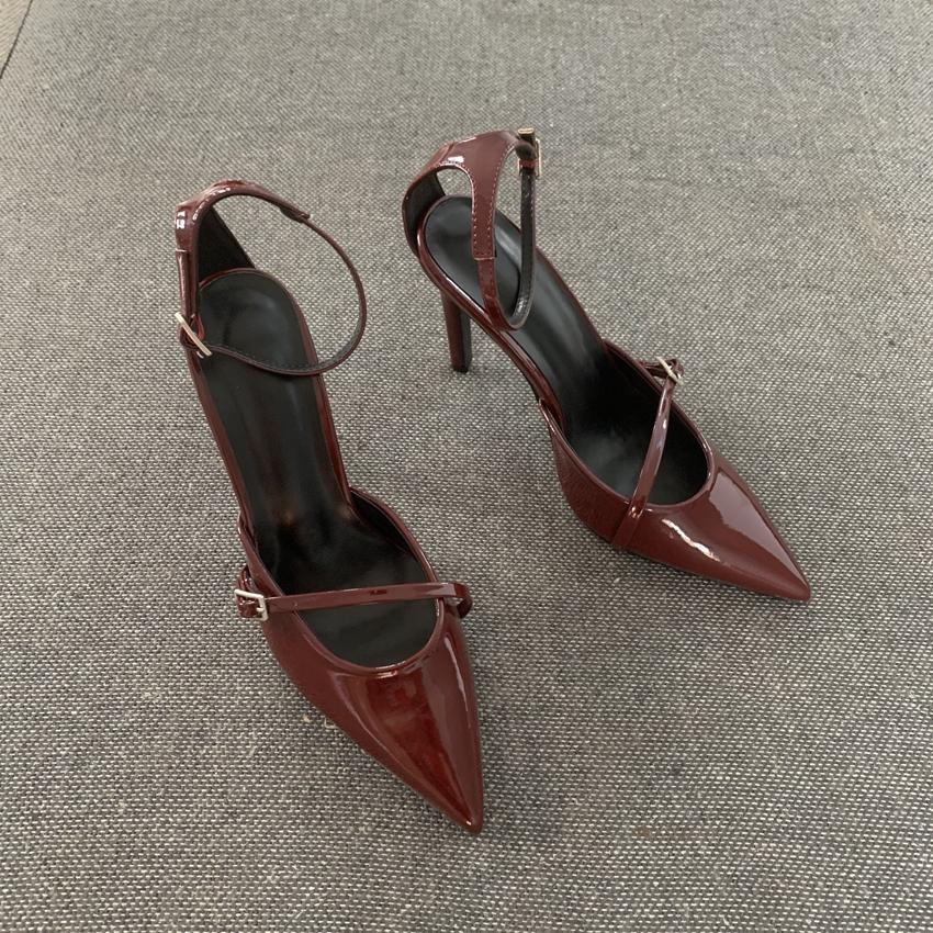 Elegant Burgundy Suede Ankle Strap High