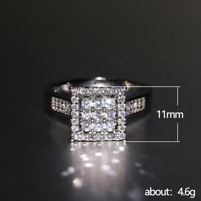 Exquisite Square Wedding Ring For Women With Silver Color Clear Cubic Zirconia Newly Designed Lady's Finger Rings Bands