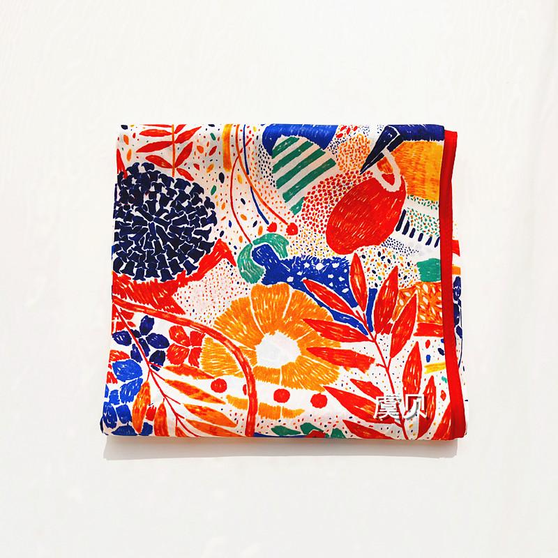 Lenço de seda natural de luxo pintura colorida para mulheres 100% seda real bandana lisa hijab lenços quadrados echarpe xale presente