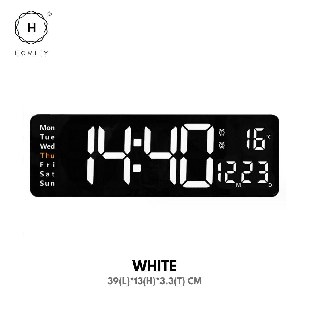 

Homlly Large LED Digital Alarm Wall Clock with Timer Temperature Date Remote Controller (39 x 13cm) White 40cm