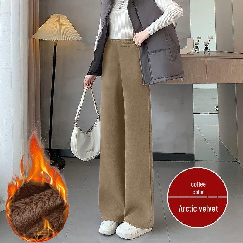 

Women s Winter High-Waisted Corduroy Wide-Leg Pants – Plush, Loose, and Versatile M (80-100 jin)