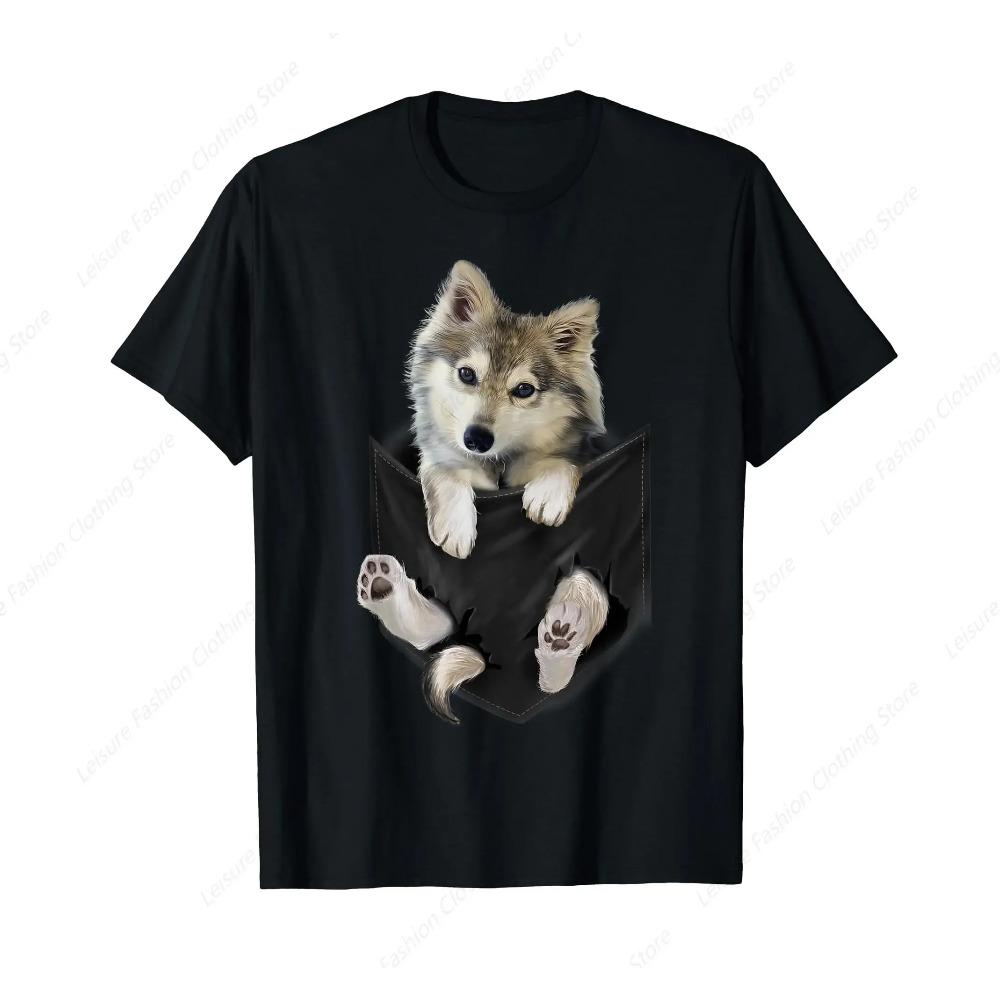 Wolf White Pup In Pocket T-Shirt Wolves Tee Shirt Gifts