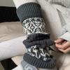 Retro Fel Island Chunky Socks - Thick and Warm Wool Leggings for Autumn and Winter - Grey Diamond Pattern